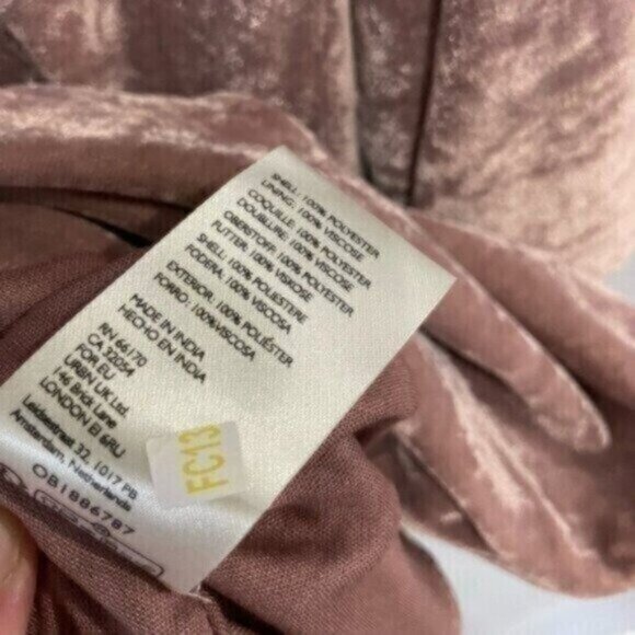 New Free People Boho Velvet Neutral Mini Dress Feminine Puff Sleeve V Neck - Picture 8 of 9